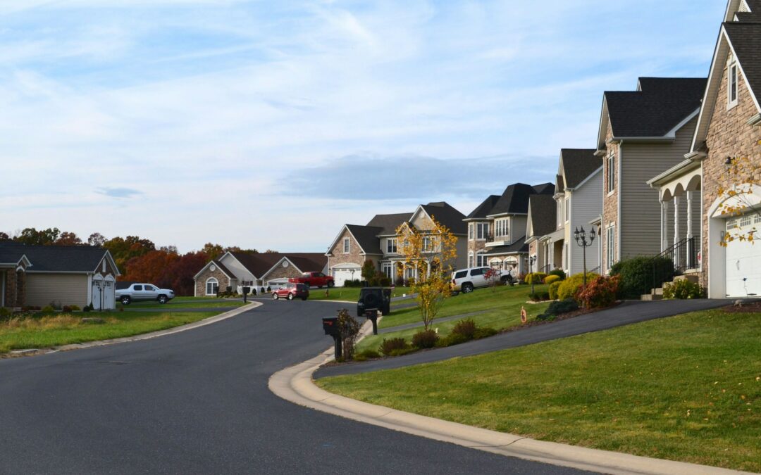 New homes houses on a quiet street in a neighborhood, prime real estate